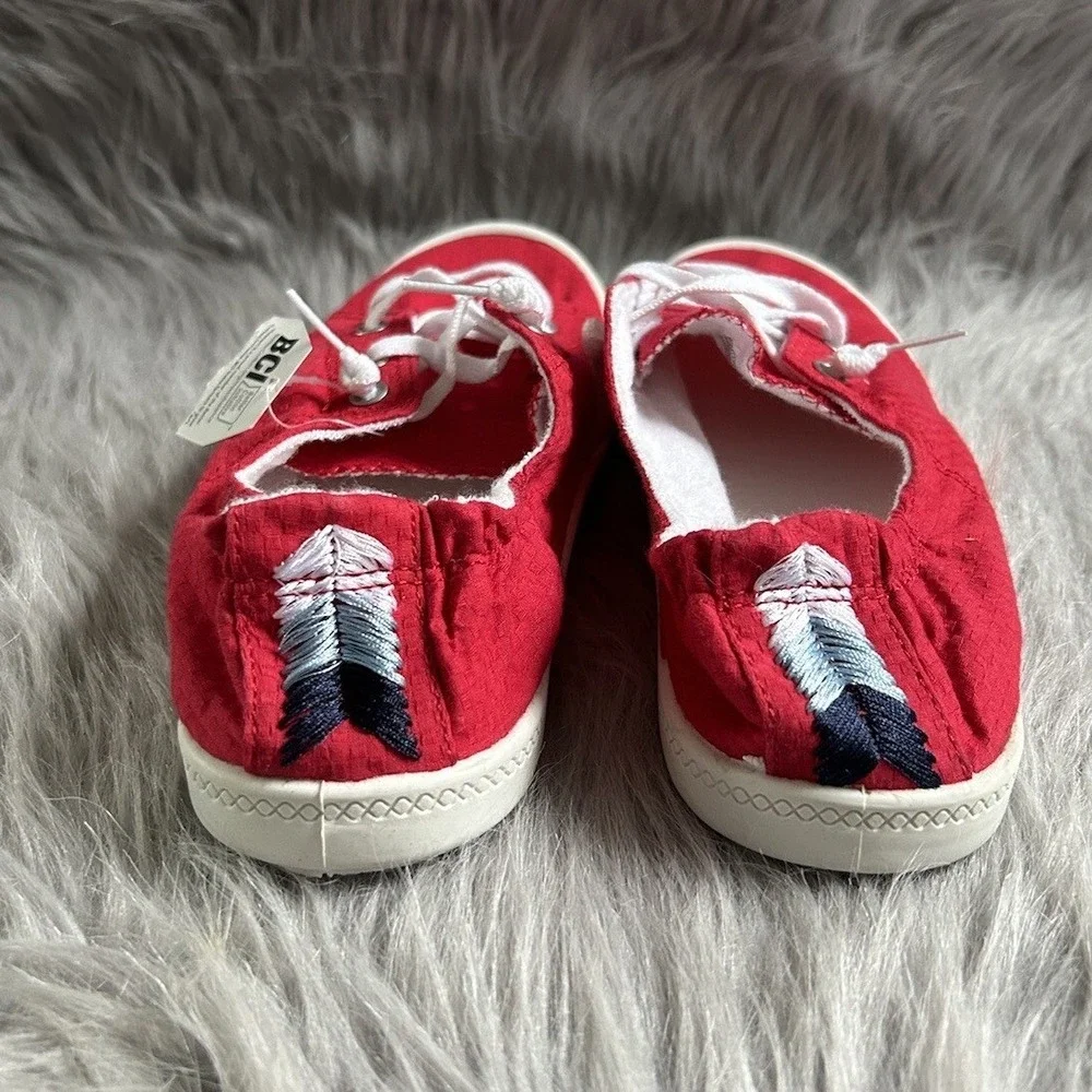 Time And Tru Slip On Shoes Women Size 9 1/2 Red Lightweight Memory Foam Sneakers